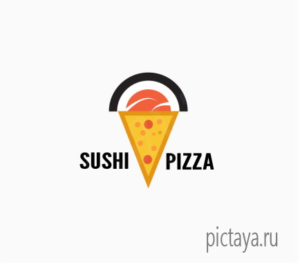 Логотип с изображением суши и пиццы