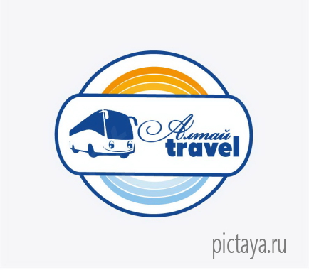 Логотип туристической фирмы Алтай тревел, автобус