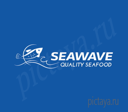 Морепродукты лого, картинка рыбы в океане
